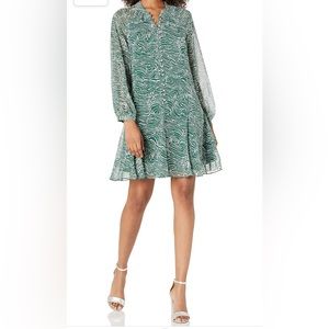 EUC Joie Tariana Silk Green Wavy Zebra Printed Mini Dress; Size XS